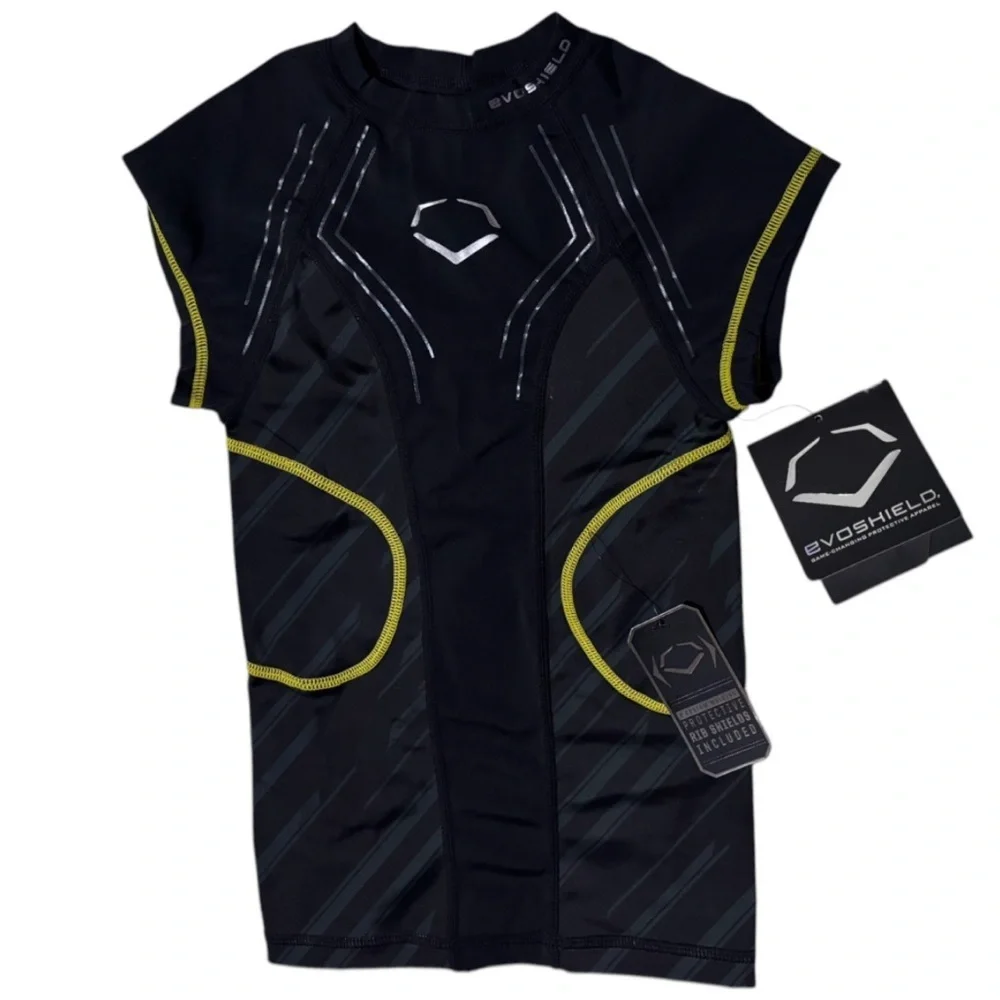 NWT EVOSHIELD CustomTech EvoAlpha Football Rib Shirt Black Grey